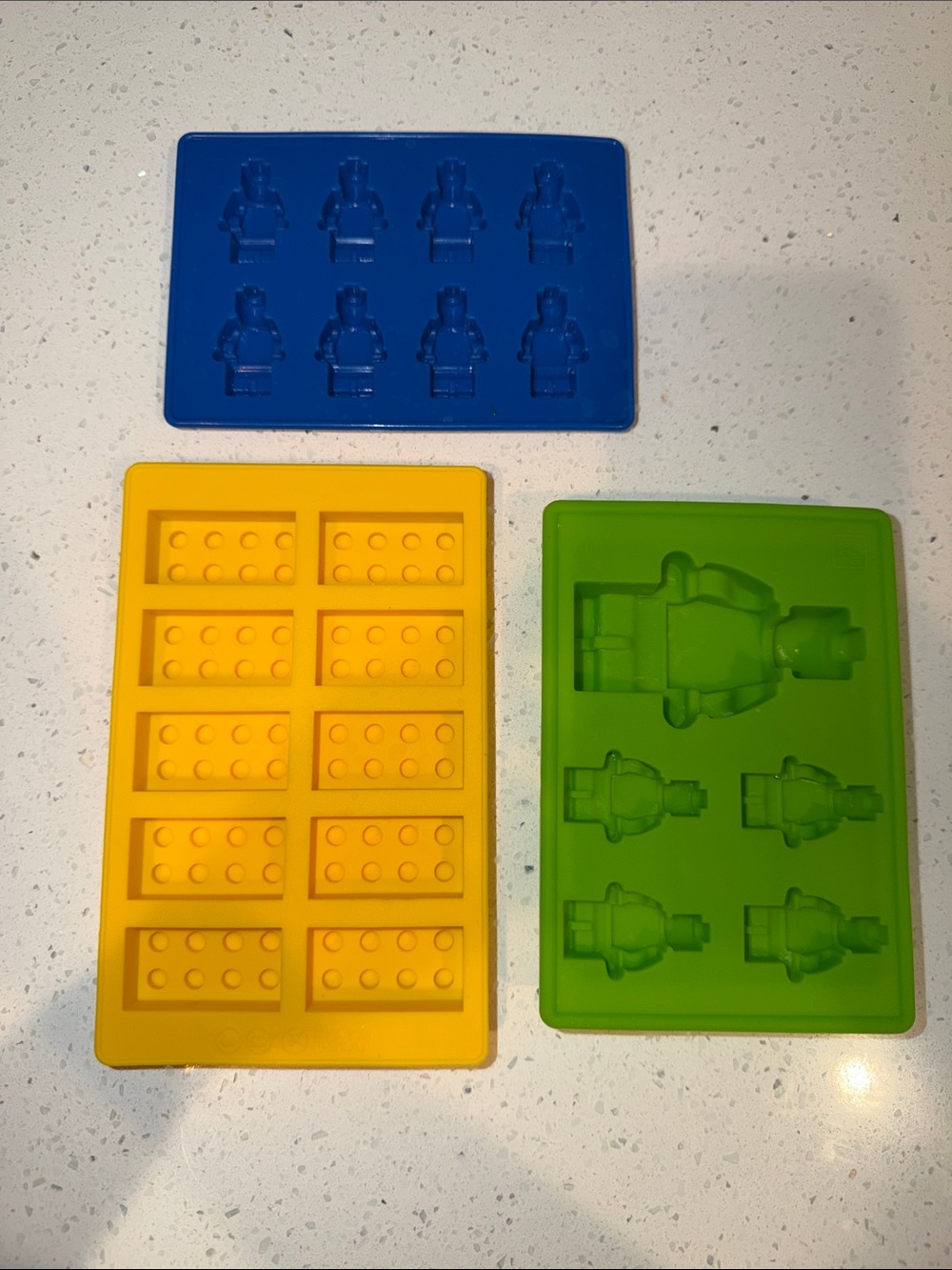 Colorful Silicone Building Block & Figure Mold Set - Blue, Yellow, Green